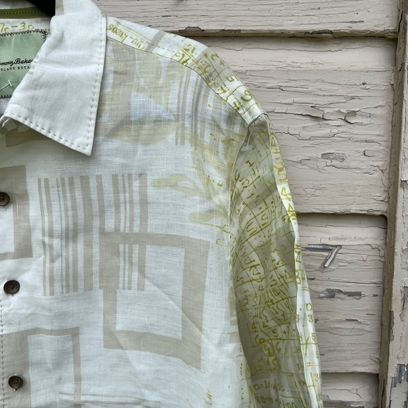 Tommy Bahama Island Estate Linen Beachy Vacation Geometric Buttondown Shirt L - Picture 3 of 12
